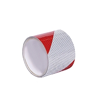 Vysoce reflexní výstražná páska, levá, bílá/červená, 5 cm × 25 m